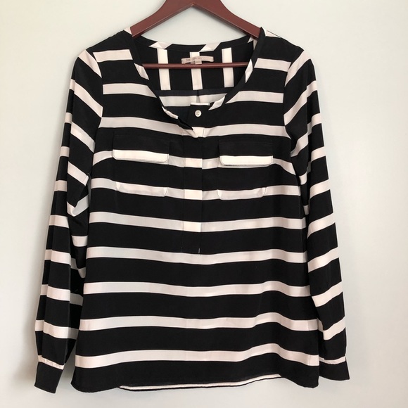 GAP Striped Popover Half Button Blouse - Picture 5 of 7